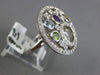 ESTATE 1.45CT DIAMOND & AAA MULTI GEM 14K WHITE GOLD 3D CIRCULAR ETOILE FUN RING