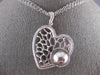 EXTRA LARGE .95CT DIAMOND 18KT 2 TONE GOLD FILIGREE SIDEWAY HEART GLOBE PENDANT