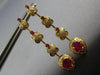 3.2CT DIAMOND & AAA RUBY 14K YELLOW GOLD MULTI FLOWER TEAR DROP HANGING EARRINGS