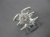 ESTATE WIDE .86CT DIAMOND 14KT WHITE GOLD CLASSIC 3 ROW CLUSTER FLOWER LOVE RING