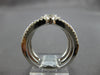ESTATE WIDE .86CT DIAMOND 14KT WHITE GOLD CLASSIC 3 ROW CLUSTER FLOWER LOVE RING
