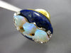 ANTIQUE LARGE .93CT DIAMOND & AAA OPAL & LAPIS 18KT YELLOW GOLD 3D OVAL FUN RING