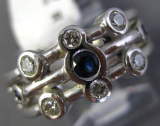 .44CT DIAMOND & AAA SAPPHIRE 14KT WHITE GOLD 9 STONE BEZEL FUN ANNIVERSARY RING