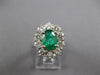 ESTATE LARGE 3.44CT DIAMOND & AAA EMERALD 18KT WHITE GOLD FLOWER ENGAGEMENT RING