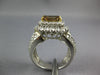 3.23CT WHITE & FANCY ORANGE BROWN DIAMOND PLATINUM EMERALD CUT ENGAGEMENT RING
