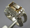 3.23CT WHITE & FANCY ORANGE BROWN DIAMOND PLATINUM EMERALD CUT ENGAGEMENT RING