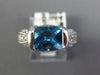 3.84CT DIAMOND & AAA BLUE TOPAZ 14KT WHITE GOLD 3D CUSHION & ROUND FILIGREE RING