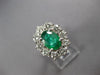 ESTATE LARGE 3.44CT DIAMOND & AAA EMERALD 18KT WHITE GOLD FLOWER ENGAGEMENT RING