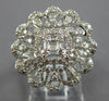 LARGE 1.12CT DIAMOND 14K WHITE GOLD ROUND BAGUETTE FLOWER FILIGREE INFINITY RING
