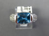 3.84CT DIAMOND & AAA BLUE TOPAZ 14KT WHITE GOLD 3D CUSHION & ROUND FILIGREE RING