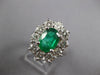 ESTATE LARGE 3.44CT DIAMOND & AAA EMERALD 18KT WHITE GOLD FLOWER ENGAGEMENT RING