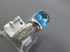 3.84CT DIAMOND & AAA BLUE TOPAZ 14KT WHITE GOLD 3D CUSHION & ROUND FILIGREE RING