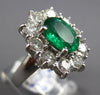 ESTATE LARGE 3.44CT DIAMOND & AAA EMERALD 18KT WHITE GOLD FLOWER ENGAGEMENT RING