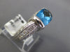 3.84CT DIAMOND & AAA BLUE TOPAZ 14KT WHITE GOLD 3D CUSHION & ROUND FILIGREE RING