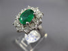 ESTATE LARGE 3.44CT DIAMOND & AAA EMERALD 18KT WHITE GOLD FLOWER ENGAGEMENT RING