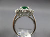 ESTATE LARGE 3.44CT DIAMOND & AAA EMERALD 18KT WHITE GOLD FLOWER ENGAGEMENT RING