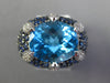 EXTRA LARGE 11.59CT DIAMOND AAA BLUE TOPAZ & SAPPHIRE 18K WHITE GOLD FLOWER RING