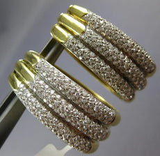 LARGE 4.60CT DIAMOND 18KT 2 TONE GOLD 3D MULTI ROW CLIP ON HOOP HANGING EARRINGS