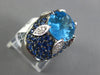 EXTRA LARGE 11.59CT DIAMOND AAA BLUE TOPAZ & SAPPHIRE 18K WHITE GOLD FLOWER RING