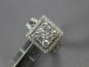 LARGE 1.34CT DIAMOND 14KT WHITE GOLD 3D ROUND & BAGUETTE CLUSTER SQUARE FUN RING
