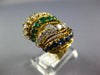 LARGE 2.30CT DIAMOND & AAA EMERALD & SAPPHIRE 18K YELLOW GOLD MULTI ROW FUN RING