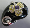 1.45CT WHITE & FANCY YELLOW DIAMOND AAA AMETHYST & ONYX 14KT WHITE GOLD FUN RING