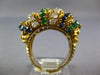 LARGE 2.30CT DIAMOND & AAA EMERALD & SAPPHIRE 18K YELLOW GOLD MULTI ROW FUN RING