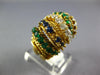 LARGE 2.30CT DIAMOND & AAA EMERALD & SAPPHIRE 18K YELLOW GOLD MULTI ROW FUN RING