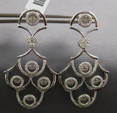 ESTATE LARGE 2.97CT DANCING DIAMOND 14KT WHITE GOLD 3D FUN HANGING EARRINGS
