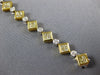 LONG 4.51CT WHITE & CANARY DIAMOND 18KT 2 TONE GOLD 3D CLASSIC TENNIS BRACELET