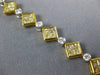 LONG 4.51CT WHITE & CANARY DIAMOND 18KT 2 TONE GOLD 3D CLASSIC TENNIS BRACELET