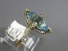 3.74CT DIAMOND & AAA BLUE TOPAZ 14K YELLOW GOLD MARQUISE & ROUND FRIENDSHIP RING