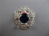 2.92CT DIAMOND & AAA SAPPHIRE 18KT WHITE GOLD 3D OVAL & ROUND FLOWER LOVE RING