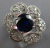 2.92CT DIAMOND & AAA SAPPHIRE 18KT WHITE GOLD 3D OVAL & ROUND FLOWER LOVE RING