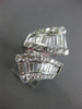 EXTRA LARGE 3CT DIAMOND 18KT WHITE GOLD 3D ROUND & BAGUETTE CRISS CROSS FUN RING