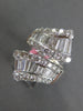 EXTRA LARGE 3CT DIAMOND 18KT WHITE GOLD 3D ROUND & BAGUETTE CRISS CROSS FUN RING