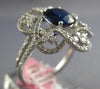 2.92CT DIAMOND & AAA SAPPHIRE 18KT WHITE GOLD 3D OVAL & ROUND FLOWER LOVE RING
