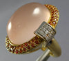 LARGE 32CT DIAMOND & AAA PINK QUARTZ & ORANGE SAPPHIRE 14K 2 TONE GOLD OVAL RING