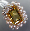 LARGE 6.03CT DIAMOND AAA CITRINE & SOUTH SEA PEARL 14K WHITE GOLD BUTTERFLY RING
