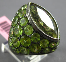 12.70CT AAA PERIDOT & GREEN AMETHYST 14KT BLACK GOLD MARQUISE & ROUND FUN RING