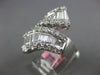 EXTRA LARGE 3CT DIAMOND 18KT WHITE GOLD 3D ROUND & BAGUETTE CRISS CROSS FUN RING