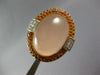 LARGE 32CT DIAMOND & AAA PINK QUARTZ & ORANGE SAPPHIRE 14K 2 TONE GOLD OVAL RING
