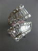 EXTRA LARGE 3CT DIAMOND 18KT WHITE GOLD 3D ROUND & BAGUETTE CRISS CROSS FUN RING