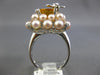 LARGE 6.03CT DIAMOND AAA CITRINE & SOUTH SEA PEARL 14K WHITE GOLD BUTTERFLY RING