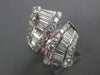 EXTRA LARGE 3CT DIAMOND 18KT WHITE GOLD 3D ROUND & BAGUETTE CRISS CROSS FUN RING