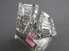EXTRA LARGE 3CT DIAMOND 18KT WHITE GOLD 3D ROUND & BAGUETTE CRISS CROSS FUN RING