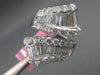 EXTRA LARGE 3CT DIAMOND 18KT WHITE GOLD 3D ROUND & BAGUETTE CRISS CROSS FUN RING