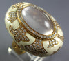 EXTRA LARGE 13.8CT DIAMOND AAA PINK QUARTZ & ENAMEL 14KT ROSE GOLD OVAL FUN RING