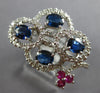 ESTATE .78CT DIAMOND 18KT WHITE GOLD 3D ROUND & BAGUETTE SQUARE TENSION FUN RING