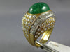 13CT DIAMOND & AAA CABOCHON EMERALD 18K 2 TONE GOLD OVAL & ROUND COCKTAIL RING